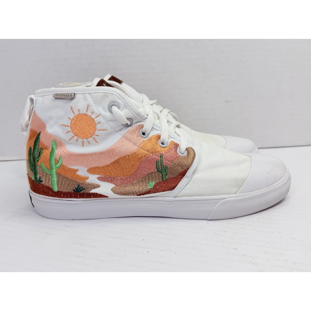 BANGS Desert Daisy High Tops White Canvas Shoes Women's US 10 Men's 8.5